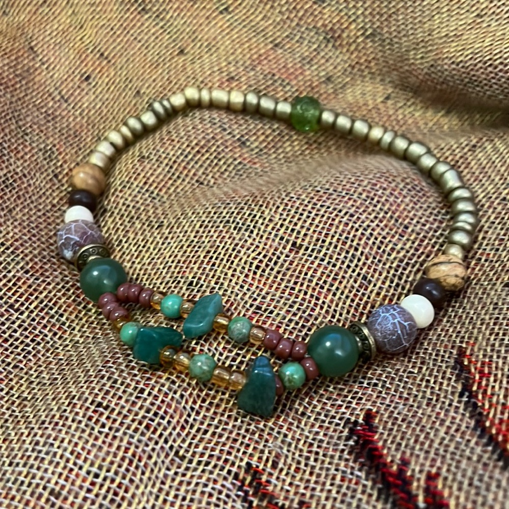Handmade Artisan Jewelry Unisex Bracelet Featuring New & Upcycled Beads